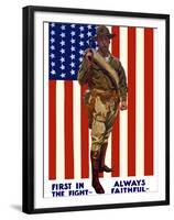 Vintage World War One Poster of a US Marine Holding His Sidearm-Stocktrek Images-Framed Premium Photographic Print