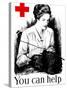 Vintage World War One Poster of a Young Woman Knitting-Stocktrek Images-Stretched Canvas