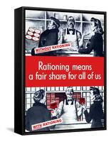 Vintage World War Two Poster Demonstrating Food Rationing-Stocktrek Images-Framed Stretched Canvas