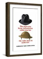 Vintage World Ware II Poster Featuring a Fedora and an Army Helmet-Stocktrek Images-Framed Art Print