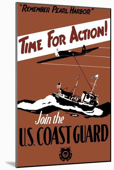 Vintage World Ware II Poster Featuring a Fighter Plane and a Ship Patrolling the Sea-Stocktrek Images-Mounted Art Print
