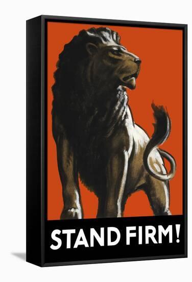 Vintage World Ware II Poster Featuring a Male Lion-Stocktrek Images-Framed Stretched Canvas