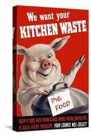 Vintage World Ware II Poster Featuring a Pig Standing with a Garbage Can-Stocktrek Images-Stretched Canvas