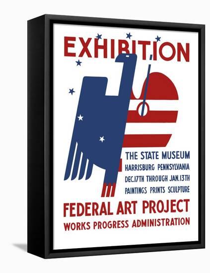 Vintage Wpa Poster Features a Red, White, and Blue Eagle-Stocktrek Images-Framed Stretched Canvas