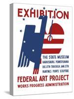 Vintage Wpa Poster Features a Red, White, and Blue Eagle-Stocktrek Images-Stretched Canvas