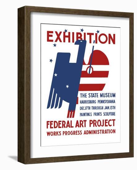 Vintage Wpa Poster Features a Red, White, and Blue Eagle-Stocktrek Images-Framed Art Print
