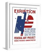 Vintage Wpa Poster Features a Red, White, and Blue Eagle-Stocktrek Images-Framed Art Print