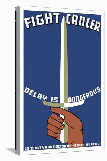 Vintage Wpa Propaganda Poster Featuring a Hand Holding a Sword-null-Stretched Canvas