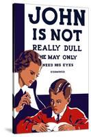 Vintage Wpa Propaganda Poster Featuring a Teacher and Young Boy Reading-null-Stretched Canvas