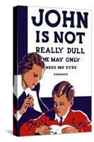Vintage Wpa Propaganda Poster Featuring a Teacher and Young Boy Reading-null-Stretched Canvas