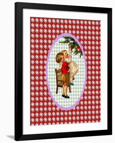 Vintage Xmas Children and Tree-Effie Zafiropoulou-Framed Giclee Print