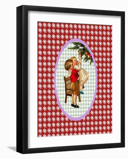 Vintage Xmas Children and Tree-Effie Zafiropoulou-Framed Giclee Print