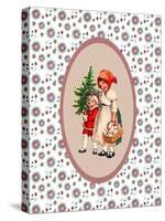 Vintage Xmas Children with Tree-Effie Zafiropoulou-Stretched Canvas