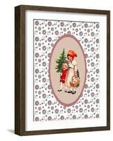 Vintage Xmas Children with Tree-Effie Zafiropoulou-Framed Giclee Print