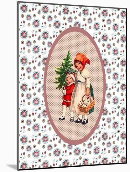 Vintage Xmas Children with Tree-Effie Zafiropoulou-Mounted Giclee Print