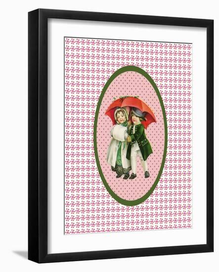 Vintage Xmas Children with Umbrella-Effie Zafiropoulou-Framed Giclee Print