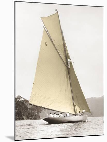 Vintage yacht-null-Mounted Art Print