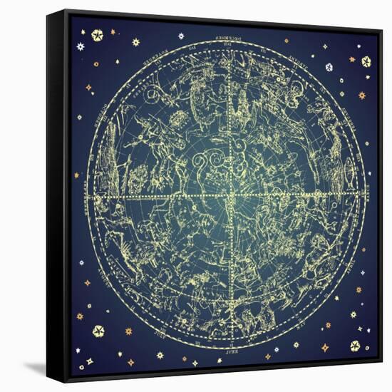 Vintage Zodiac Constellation Of Northern Stars-Alisa Foytik-Framed Stretched Canvas