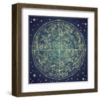 Vintage Zodiac Constellation Of Northern Stars-Alisa Foytik-Framed Art Print