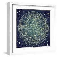 Vintage Zodiac Constellation Of Northern Stars-Alisa Foytik-Framed Art Print