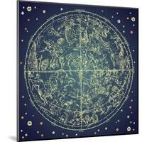 Vintage Zodiac Constellation Of Northern Stars-Alisa Foytik-Mounted Art Print