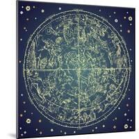 Vintage Zodiac Constellation Of Northern Stars-Alisa Foytik-Mounted Art Print