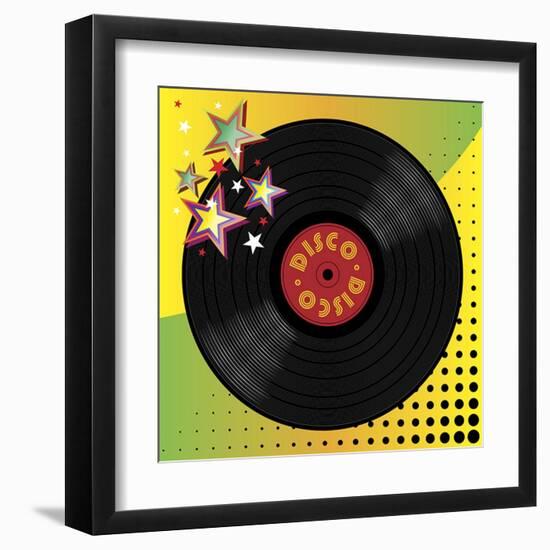 Vinyl Disco Music Plate with Art Background-Robert Voight-Framed Art Print