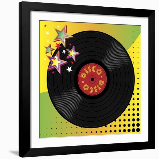 Vinyl Disco Music Plate with Art Background-Robert Voight-Framed Art Print