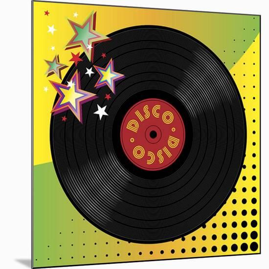 Vinyl Disco Music Plate with Art Background-Robert Voight-Mounted Art Print