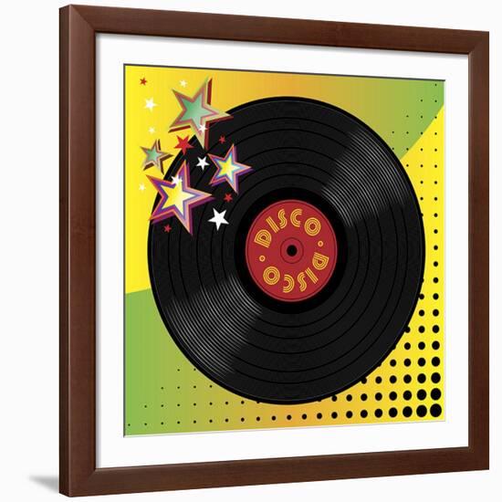 Vinyl Disco Music Plate with Art Background-Robert Voight-Framed Art Print