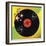 Vinyl Disco Music Plate with Art Background-Robert Voight-Framed Art Print