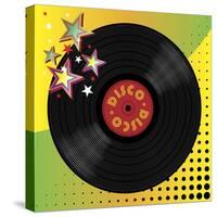 Vinyl Disco Music Plate with Art Background-Robert Voight-Stretched Canvas