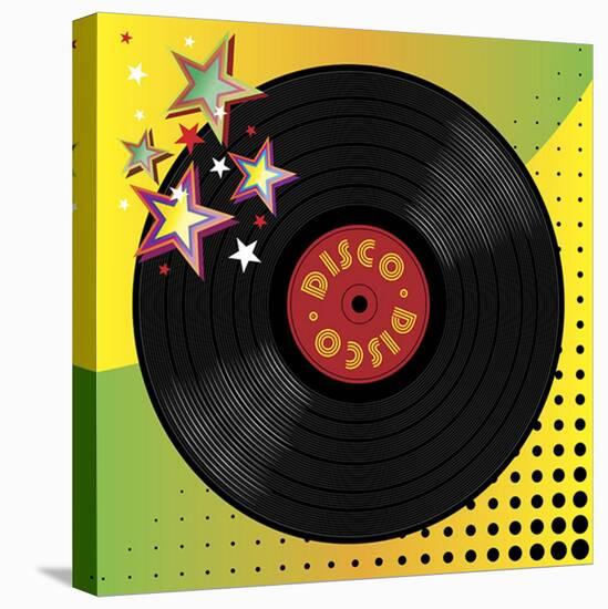 Vinyl Disco Music Plate with Art Background-Robert Voight-Stretched Canvas