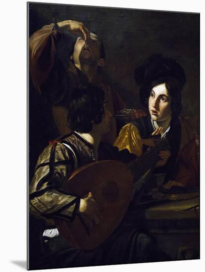 Viola Player, Detail from Drinking Party with Lute Player-Nicolas Tournier-Mounted Giclee Print