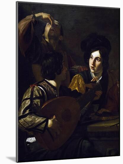 Viola Player, Detail from Drinking Party with Lute Player-Nicolas Tournier-Mounted Giclee Print