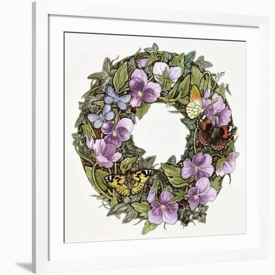 Violas and Butterflies-Linda Ravenscroft-Framed Giclee Print