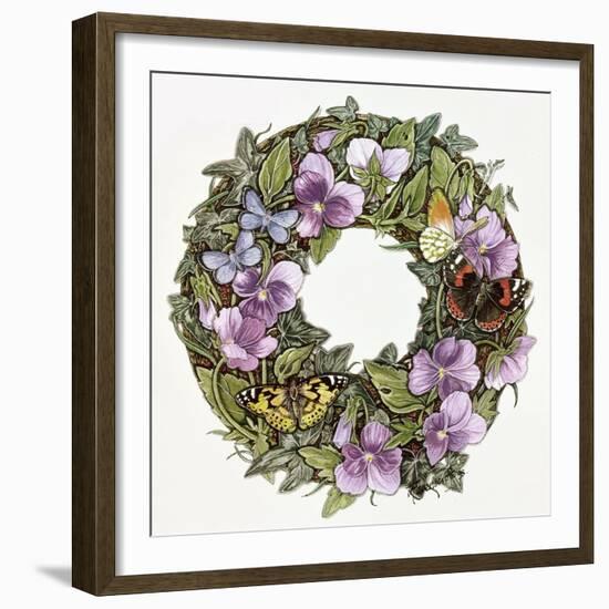 Violas and Butterflies-Linda Ravenscroft-Framed Giclee Print