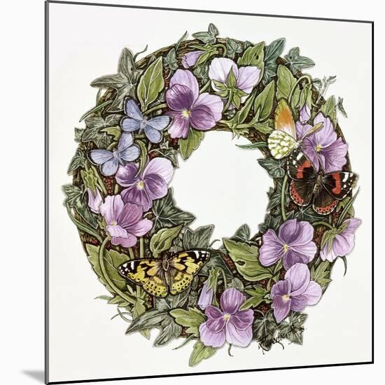 Violas and Butterflies-Linda Ravenscroft-Mounted Giclee Print