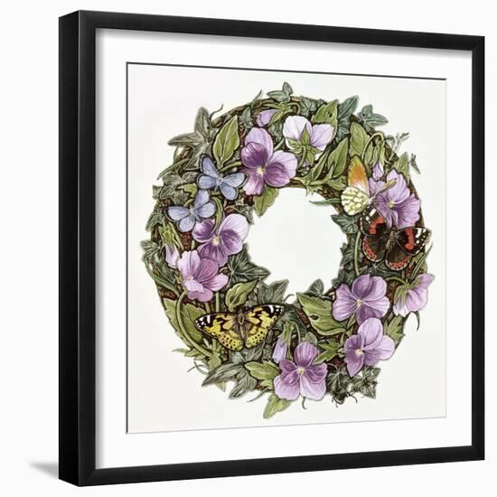 Violas and Butterflies-Linda Ravenscroft-Framed Giclee Print