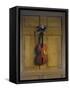 Violin and Bow Hanging on a Door-Jan van der Vaardt-Framed Stretched Canvas