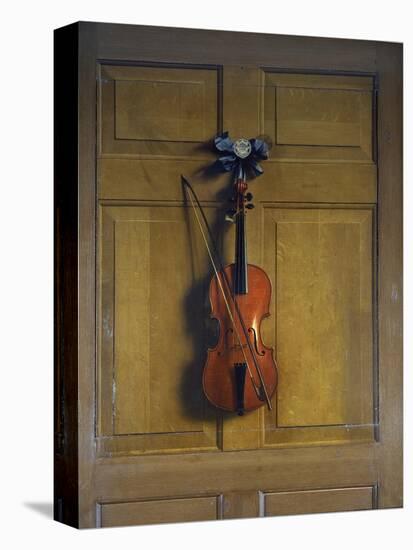 Violin and Bow Hanging on a Door-Jan van der Vaardt-Stretched Canvas