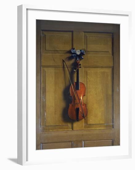 Violin and Bow Hanging on a Door-Jan van der Vaardt-Framed Giclee Print