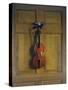 Violin and Bow Hanging on a Door-Jan van der Vaardt-Stretched Canvas