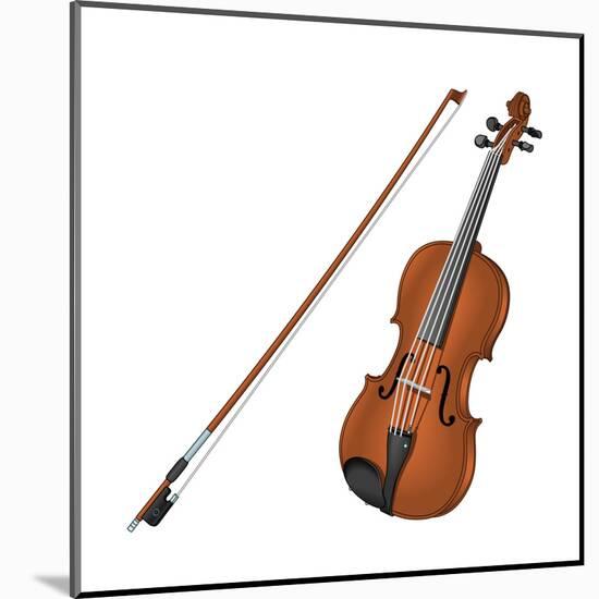 Violin and Bow, Stringed Instrument, Musical Instrument-Encyclopaedia Britannica-Mounted Poster