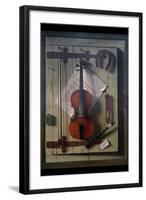 Violin and Music-William Hartnett-Framed Art Print