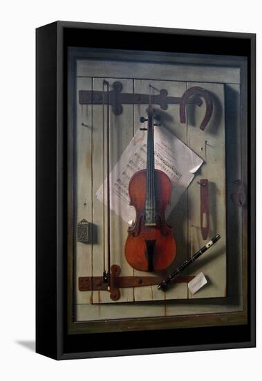 Violin and Music-William Hartnett-Framed Stretched Canvas