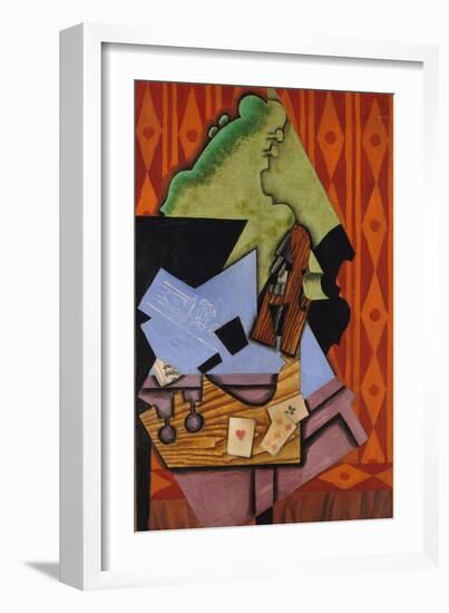 Violin and Playing Cards on a Table, 1913-Juan Gris-Framed Giclee Print