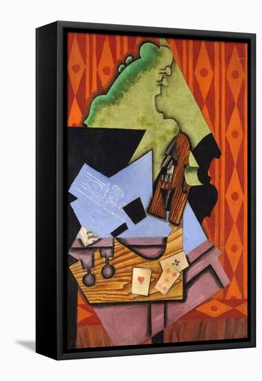 Violin and Playing Cards on a Table-Juan Gris-Framed Stretched Canvas