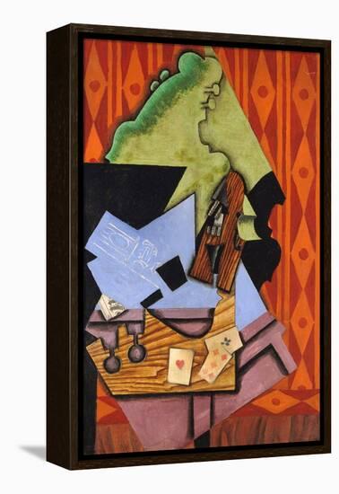 Violin and Playing Cards on a Table-Juan Gris-Framed Stretched Canvas