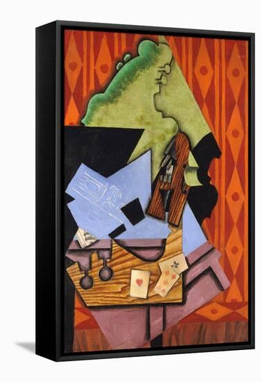 Violin and Playing Cards on a Table-Juan Gris-Framed Stretched Canvas